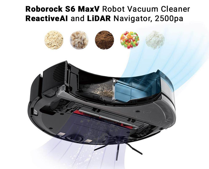 Roborock S6 MaxV Robot Vacuum Cleaner, ReactiveAI and LiDAR Navigator, 2500pa