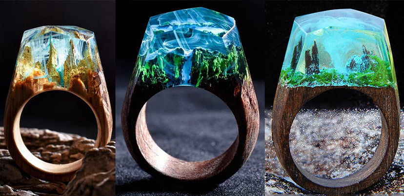 Nhẫn resin tự làm bằng gỗ độc đáo sáng tạo