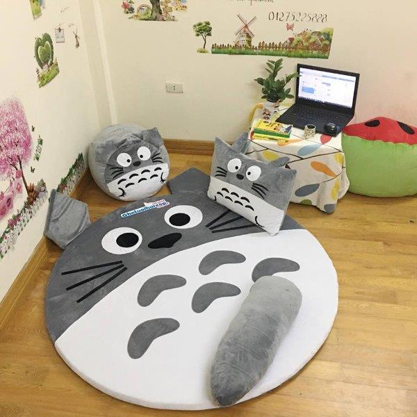 Bộ Ghế Lười Hạt Xốp Hình Thú Totoro xám